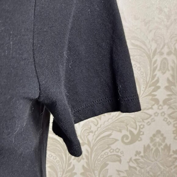 Maeve by Anthropologie Size S Black Short Sleeve Tshirt Asymmetric Ruffle Hem - Picture 3 of 11